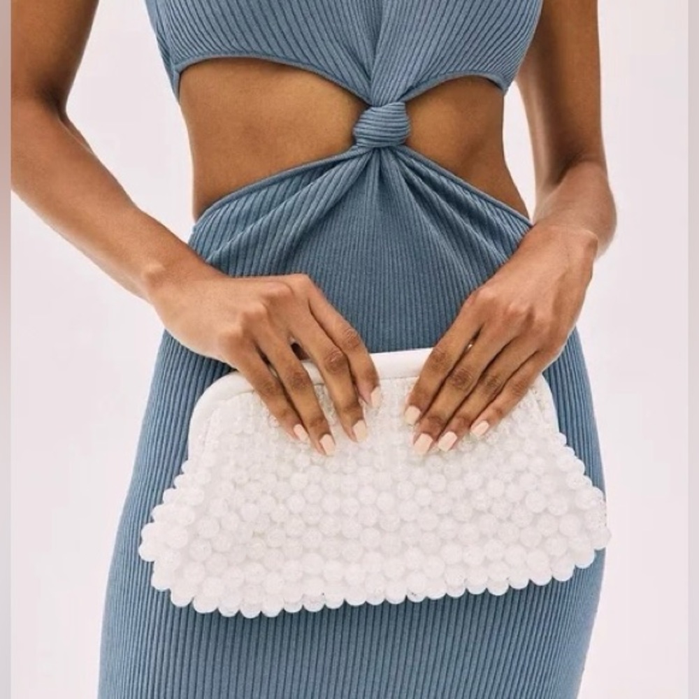 cult gaia White Beaded Clutch